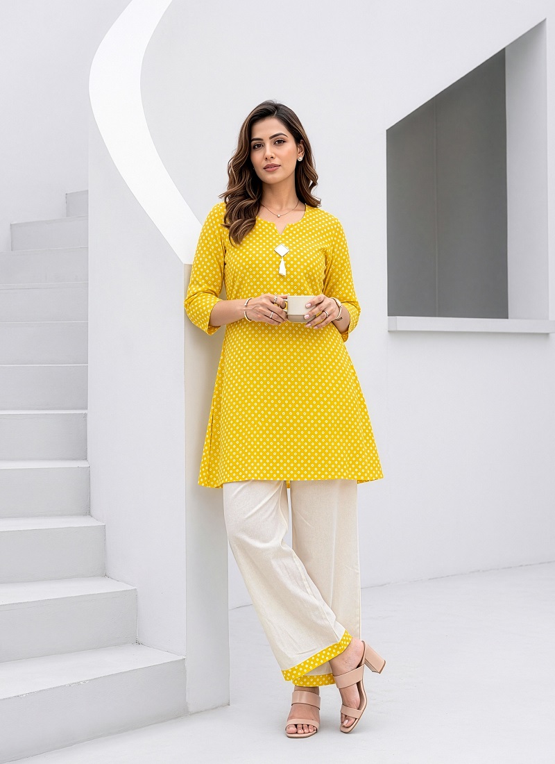 Ff Vk Cotton Bandhani Print Kurti With Bottom